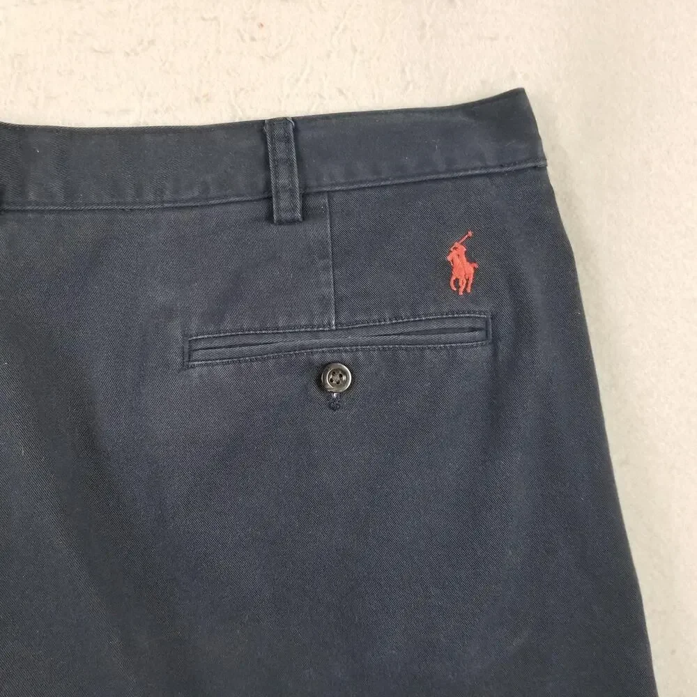 Polo Ralph Lauren Shorts Mens 42 Tall Navy Tyler Chino Pleated‎ Cotton Pony Logo
